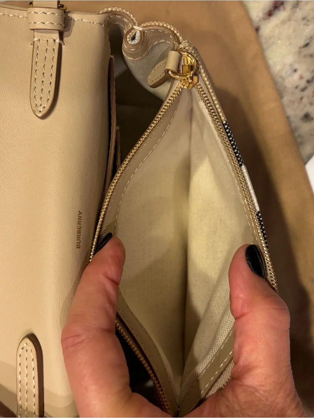 Burberry Tan Check Crossbody with Leather Strap